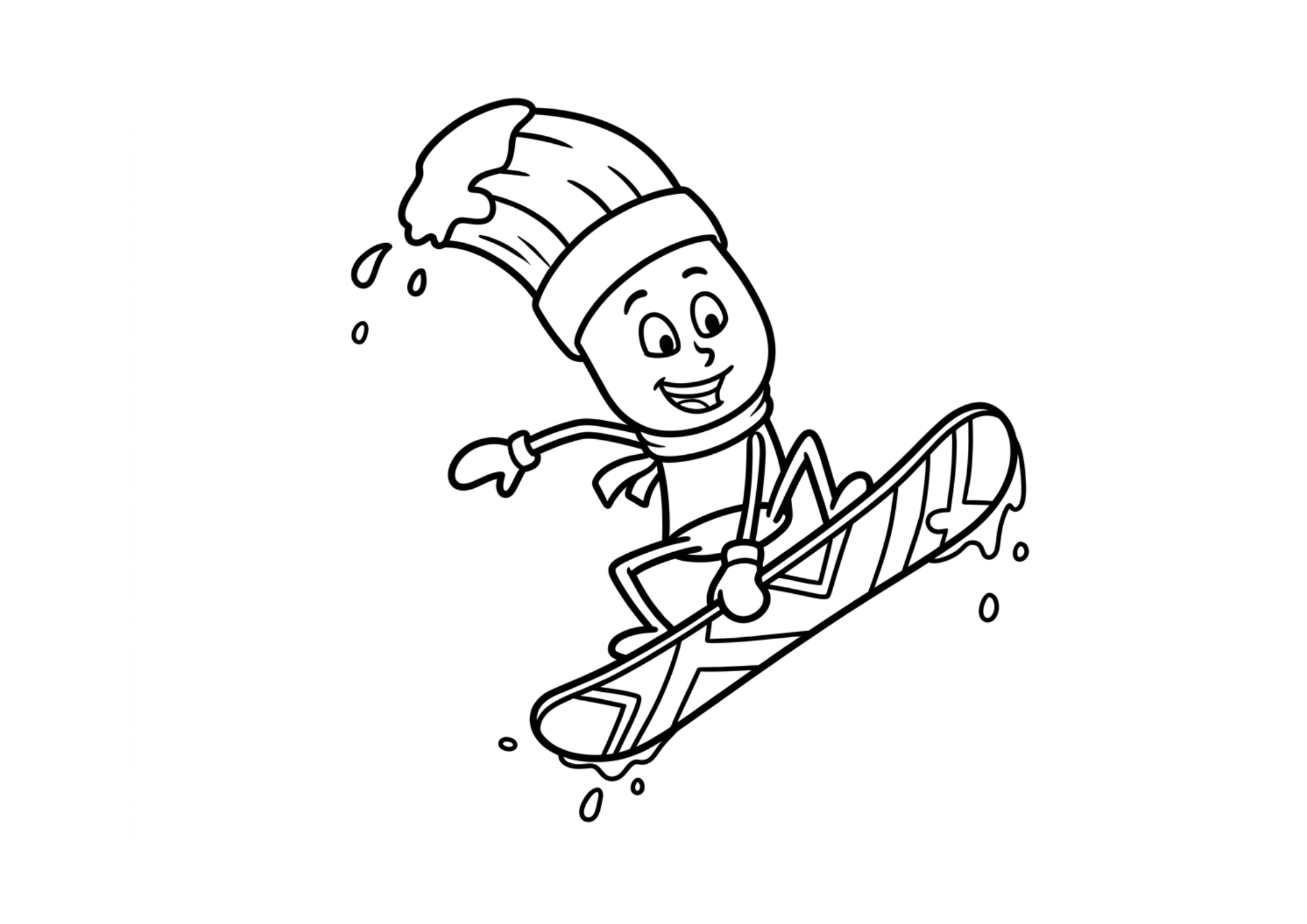 Paz Snowboarding colouring page