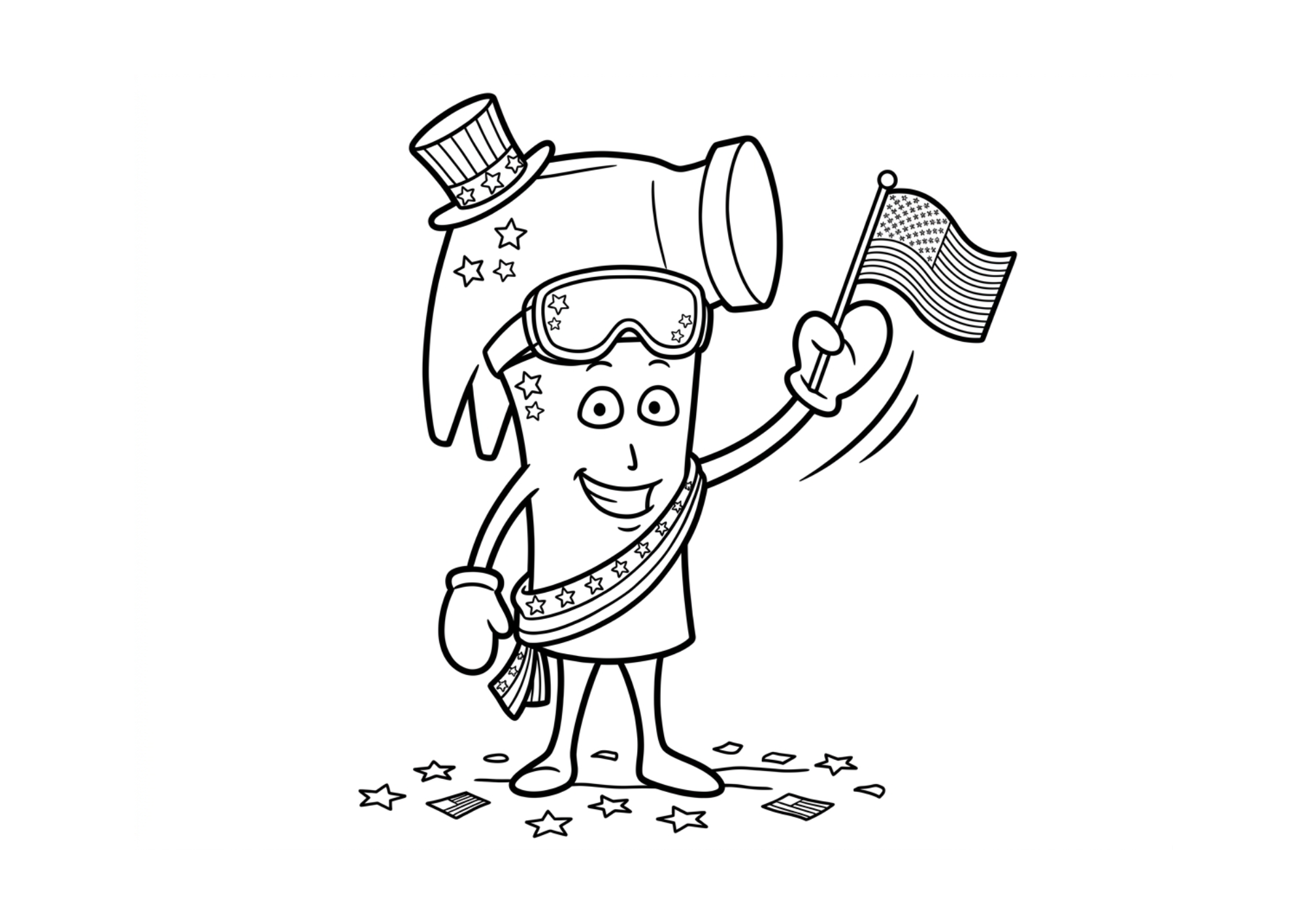 Hector 4th July Colouring Page